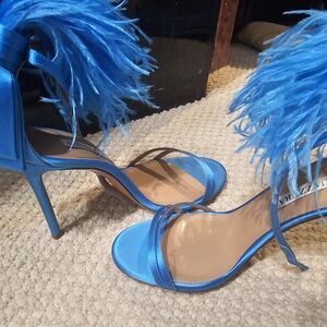Aquazzuea Blue Feathered Women's Heels (100mm)
